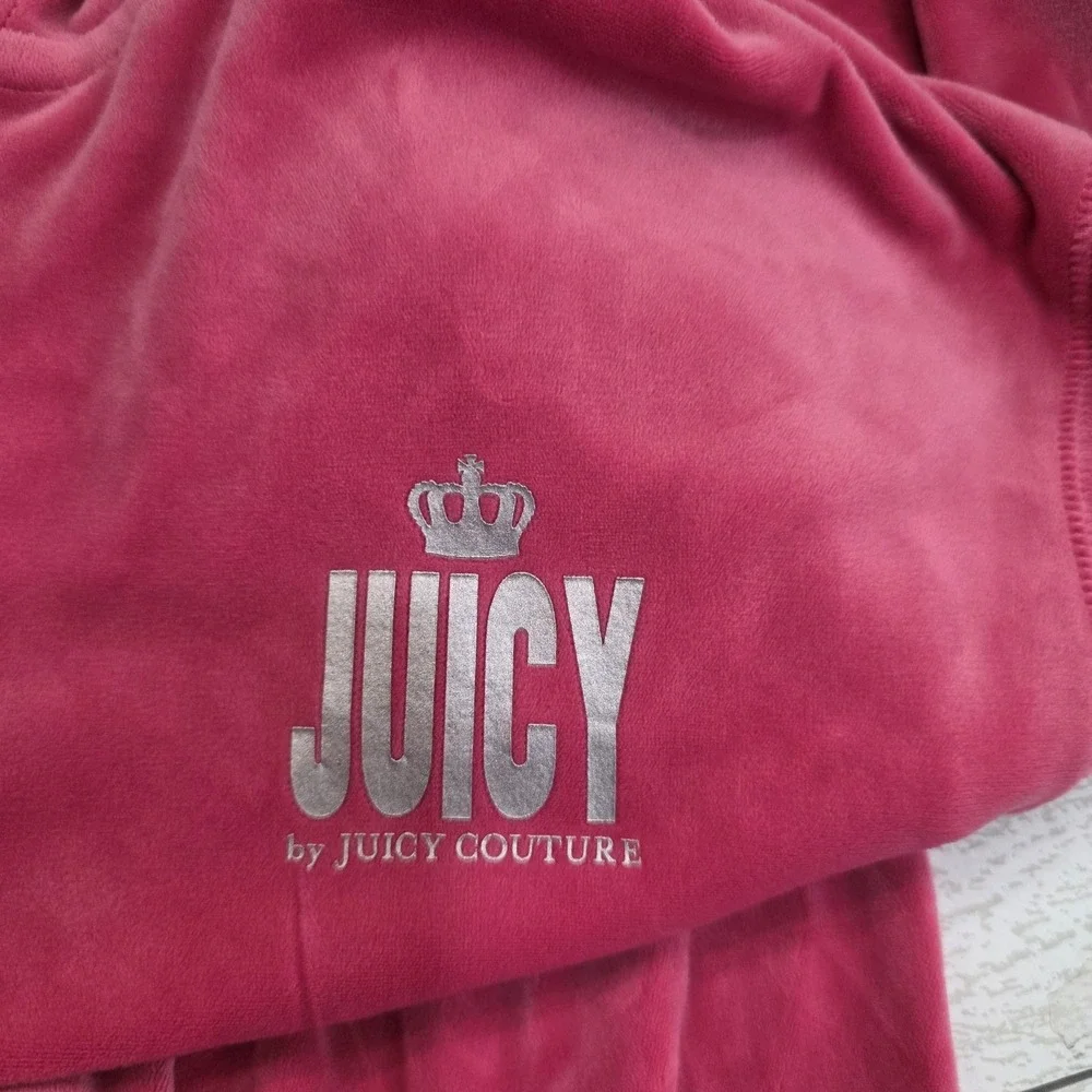 Juicy Couter Hot Pink Velour Jumpsuit | Y2K Lounge Set Piece Size Medium - Picture 6 of 7
